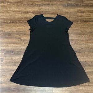Black Short-Sleeve A-Line Dress